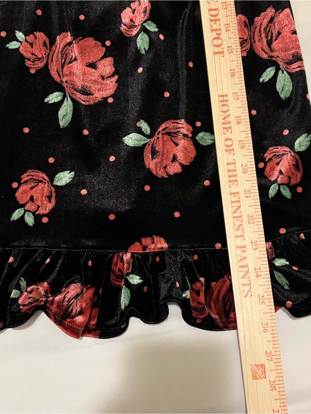 Forever 21 velvet Black Top with Red Floral Accent - Picture 5 of 8
